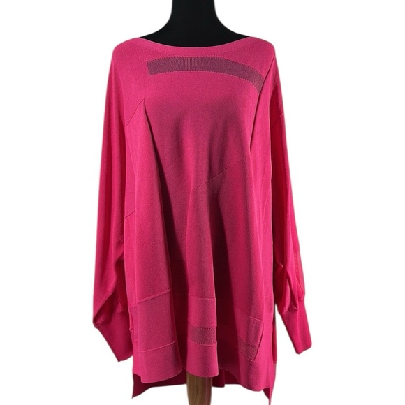 Joseph Ribkoff tunic Rasberry Pink Knitted Sheer Top light weight classy sz xl - Picture 2 of 13